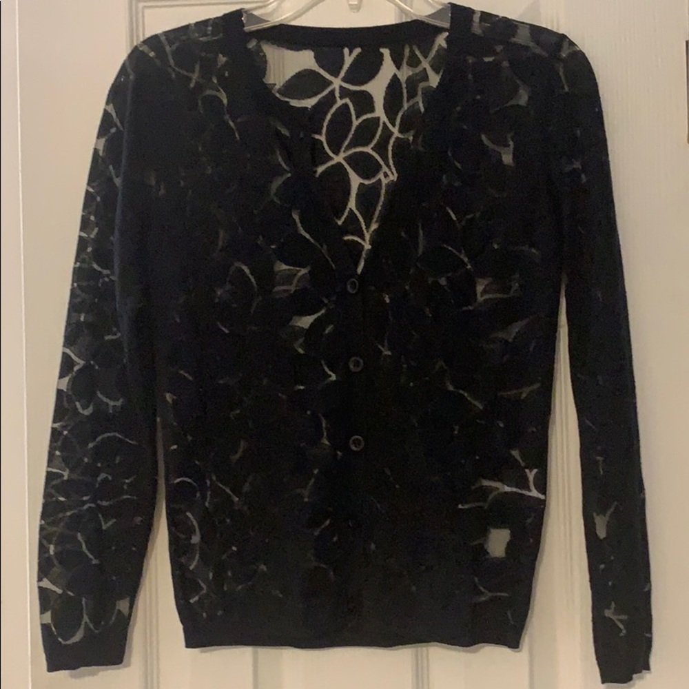 Yoana Baraschi Black Button Up Sheer Cardigan